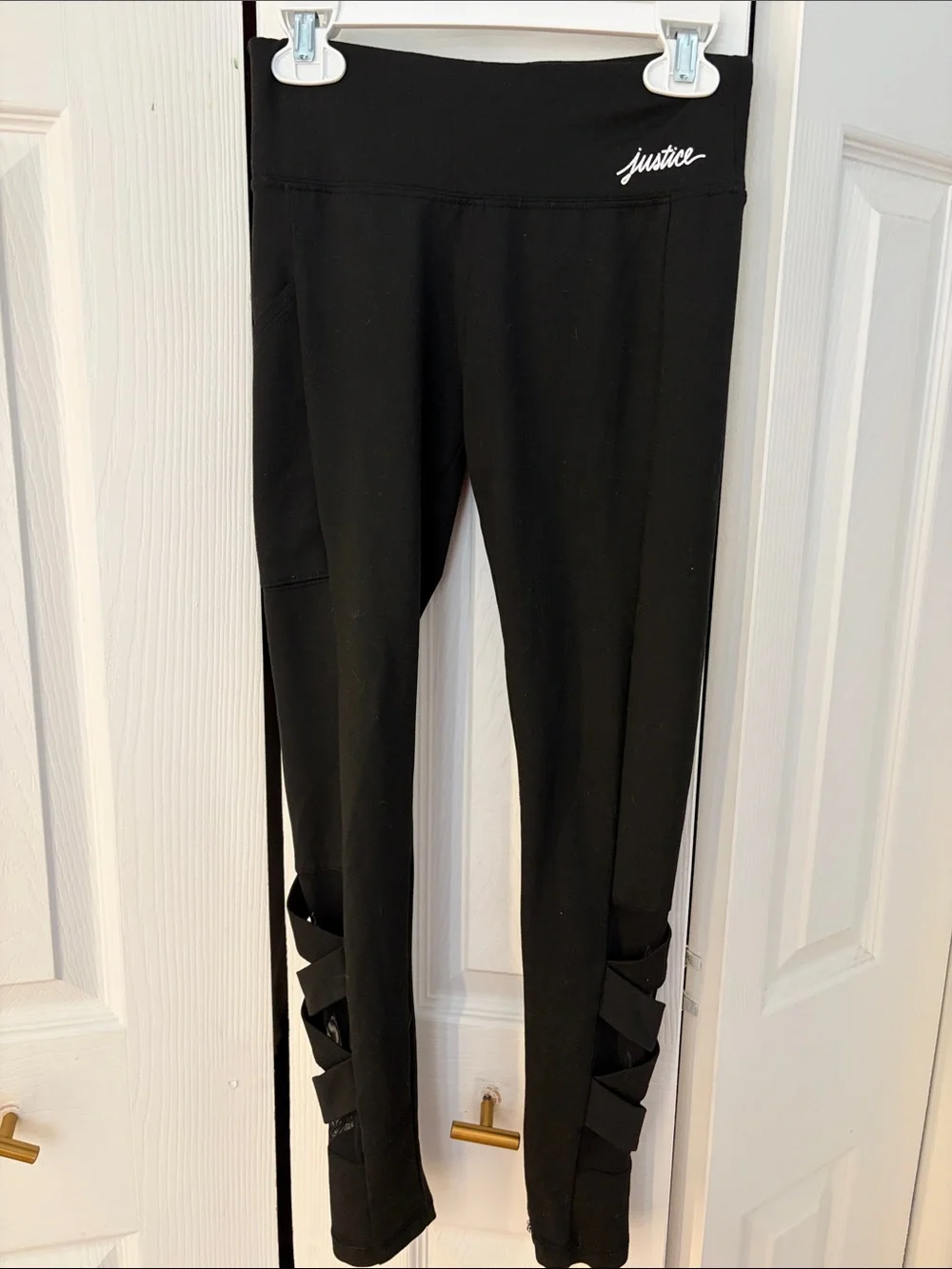 Justice Black Leggings with Crisscross Ankle Detail
